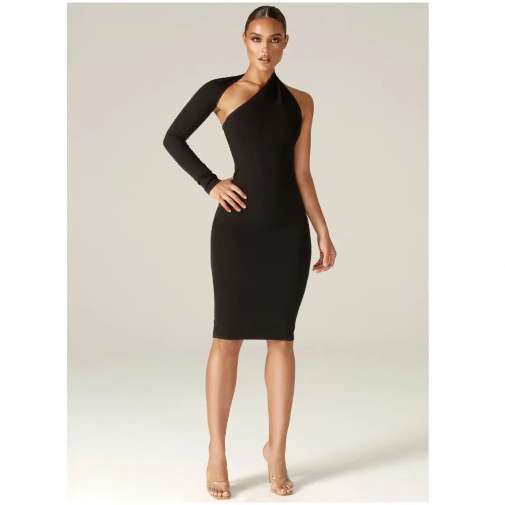 ALIEVA Dasha Modern Midi Dress - Black